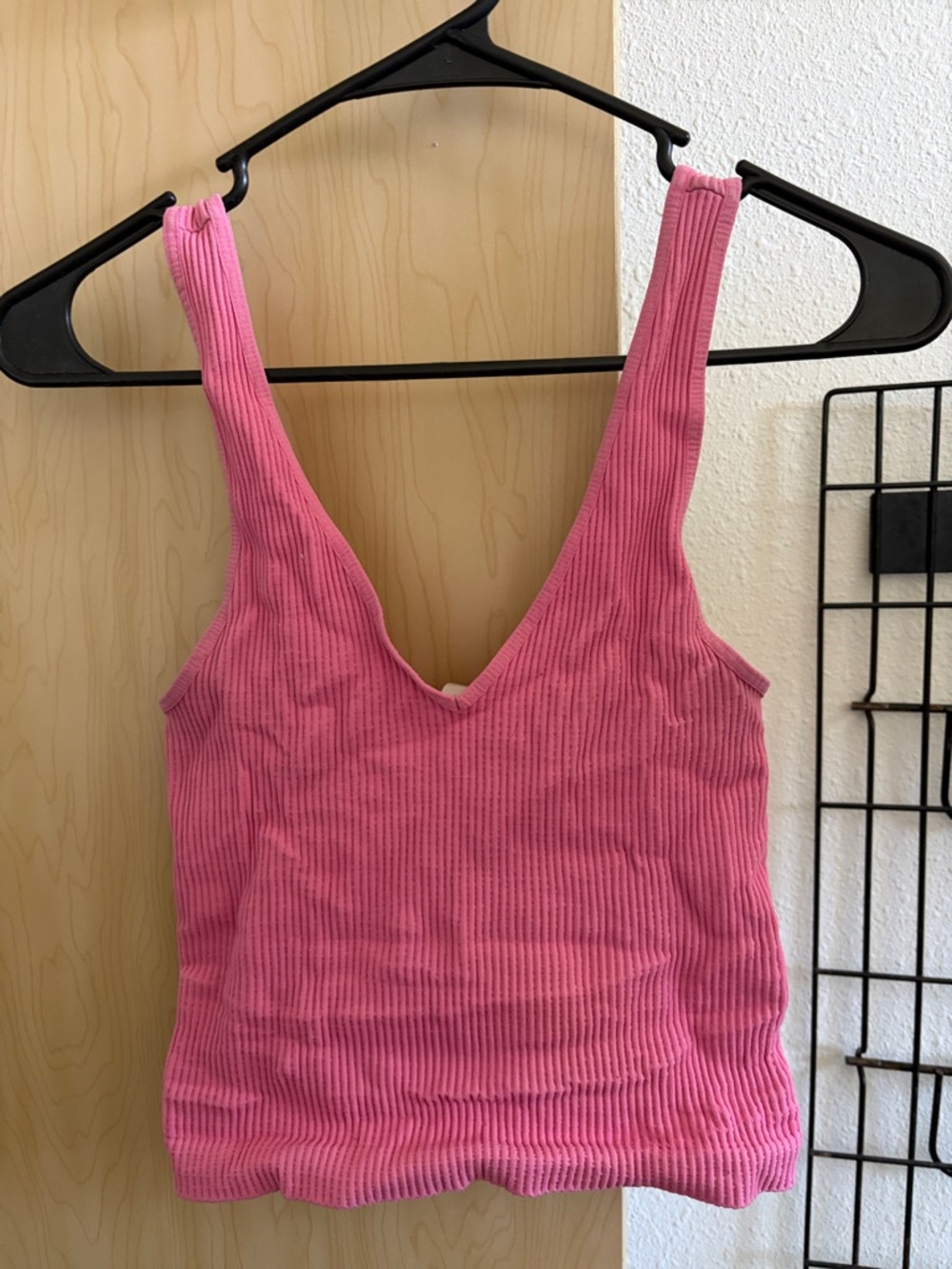 Nikibiki Pink Ribbed V-Neck Tank Top
